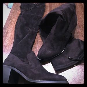 Over the knee block heel boots